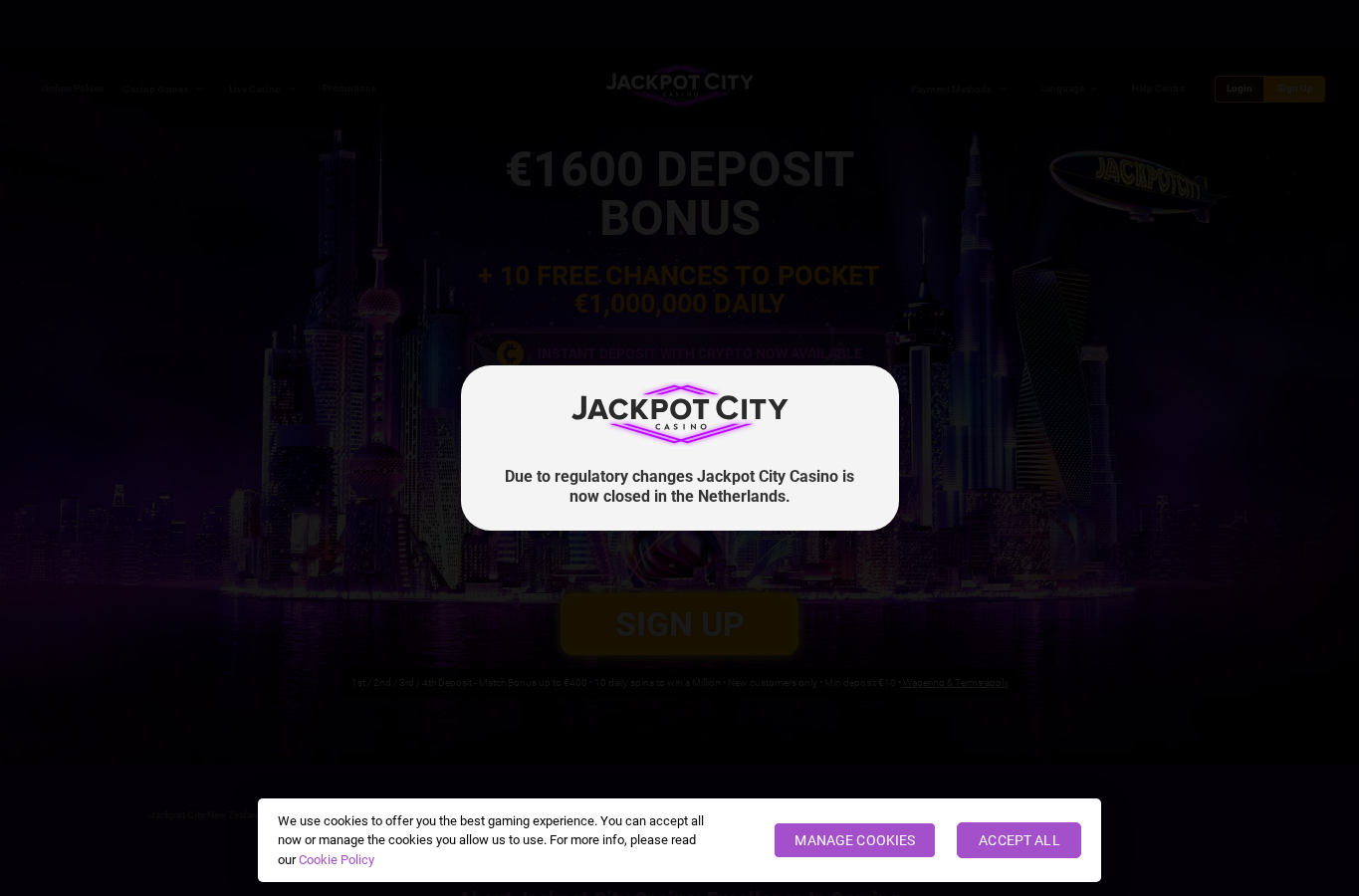 Dated capture of the official JackpotCity source